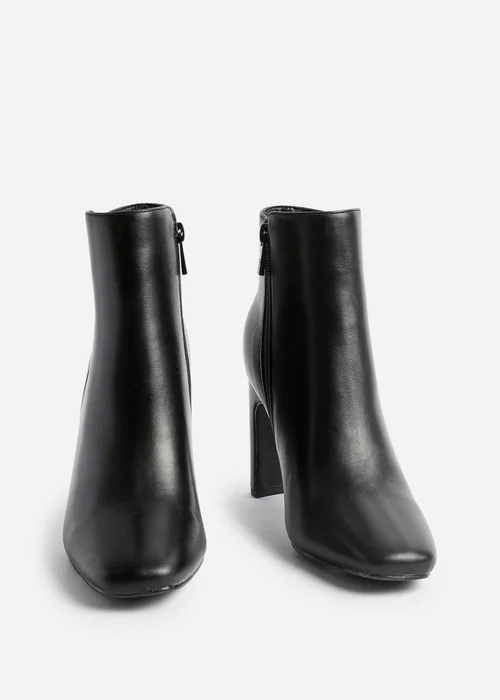 Linzi Glance Black Faux Leather Block Heel Ankle Boot - Size 6 Image 3