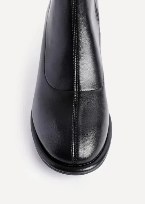 Linzi Rita Black Faux Leather Round Toe Block Heel Sock Boot - Size 5 Image 4