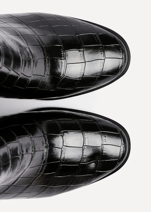 Linzi Jonas Black Faux Croc Patent Leather Block Heel Ankle Boot - Size 7 Image 4