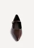 Linzi Seattle Brown Faux Leather Pointed Toe Mary Jane Flats - Size 5 Image 4