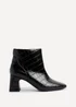 Linzi Cove Black Faux Croc Patent Leather Soft Square Toe Block Heel Ankle Boot - 4 Image 2