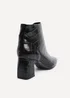 Linzi Cove Black Faux Croc Patent Leather Soft Square Toe Block Heel Ankle Boot - 4 Image 4