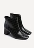 Linzi Cove Black Faux Croc Patent Leather Soft Square Toe Block Heel Ankle Boot - 4 Image 5