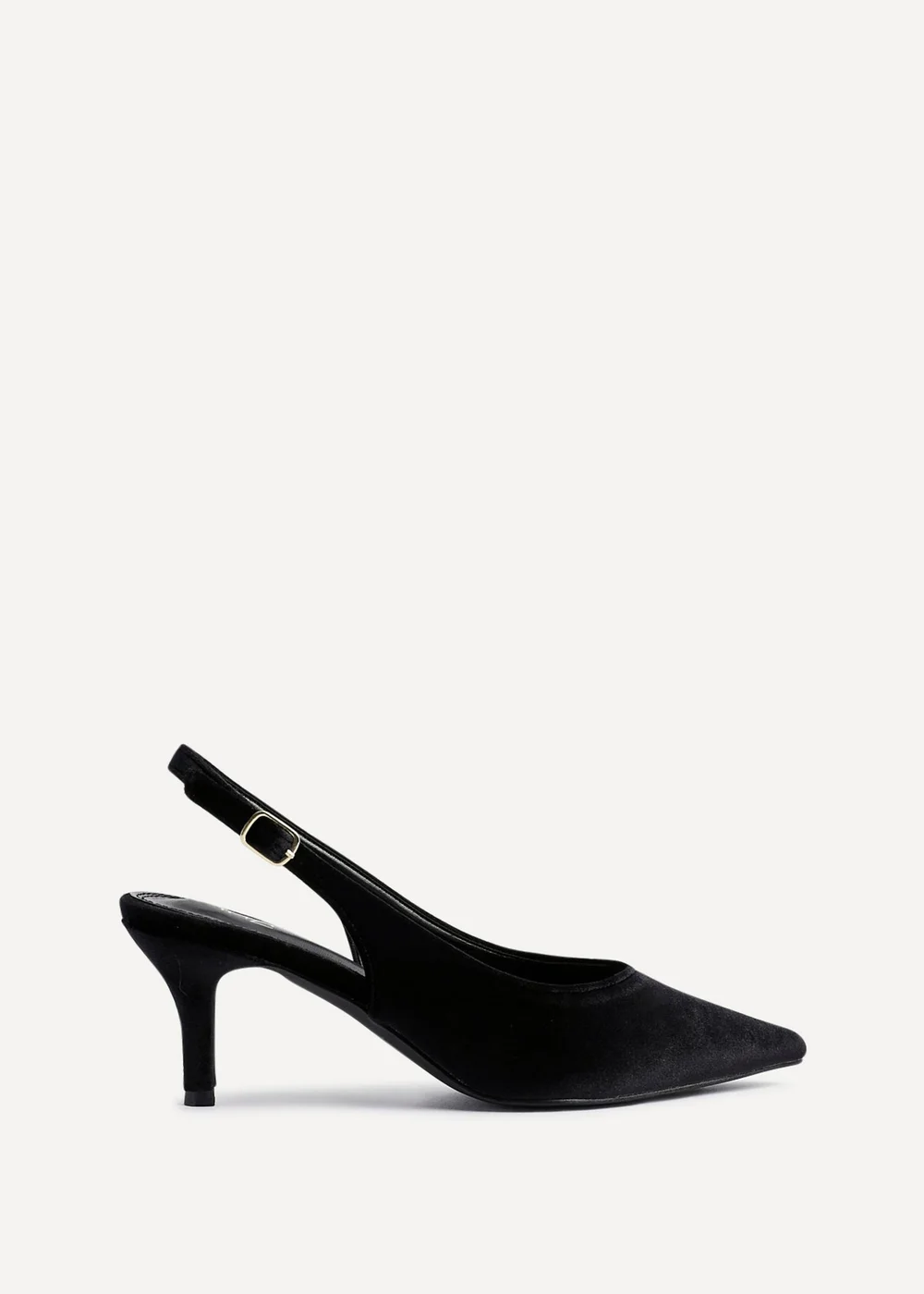 Linzi Finesse Black Velvet Pointed Slingback Stiletto Court Heels - Size 7 Image 2