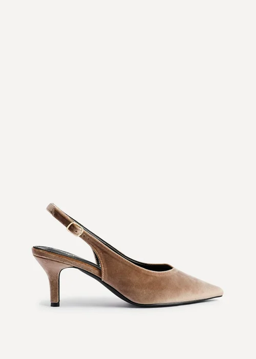 Linzi Finesse Mocha Velvet Pointed Slingback Stiletto Court Heels - 4 Image 2