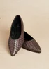 Linzi Talina Brown Faux Leather Woven Pointed Toe Ballet Flats - 4 Image 1