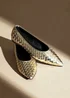 Linzi Talina Gold Faux Leather Woven Pointed Toe Ballet Flats - Size 7 Image 1
