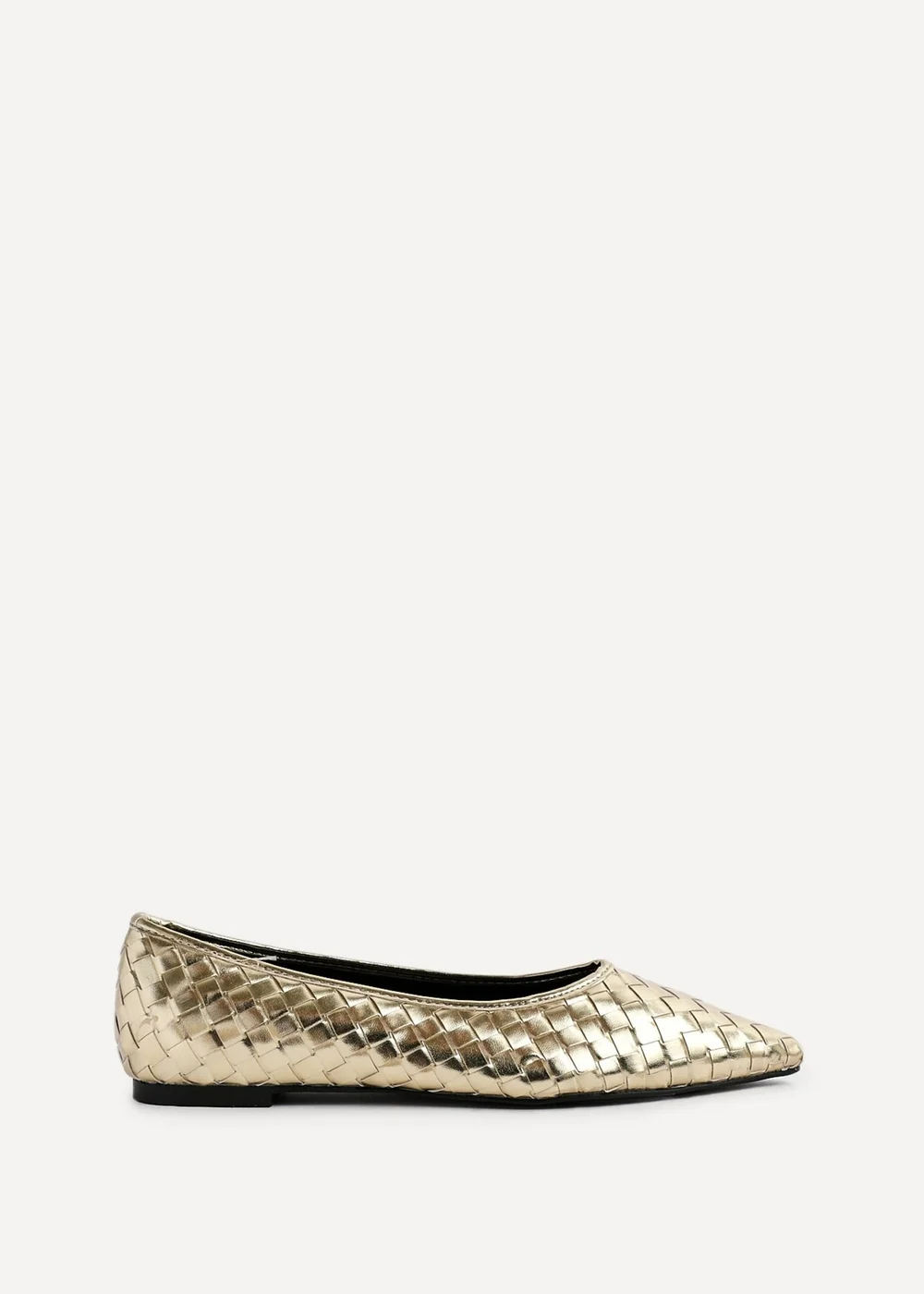Linzi Talina Gold Faux Leather Woven Pointed Toe Ballet Flats - Size 7 Image 2