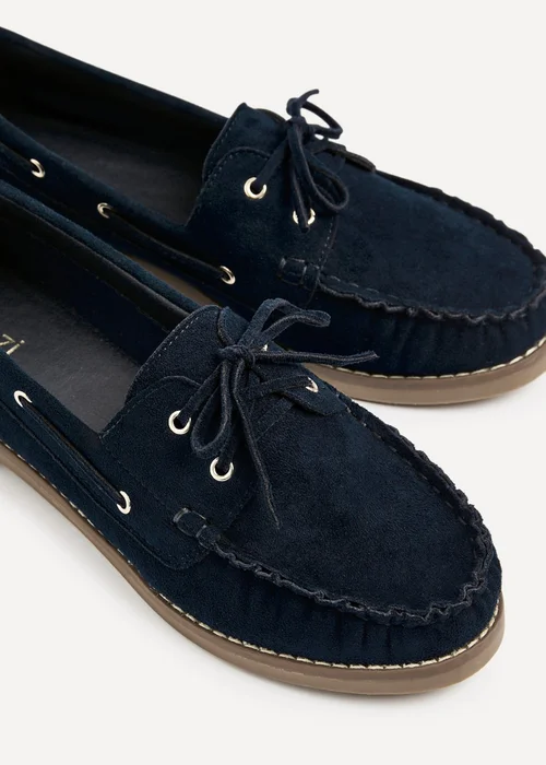 Linzi Frame Navy Faux Suede Boat Shoes - Size 8 Image 4