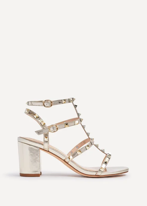 Linzi Tessa Gold Studded Block Heeled Sandal - Size 3 Image 2