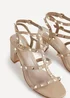 Linzi Tessa Taupe Studded Block Heeled Sandal - Size 4 Image 4