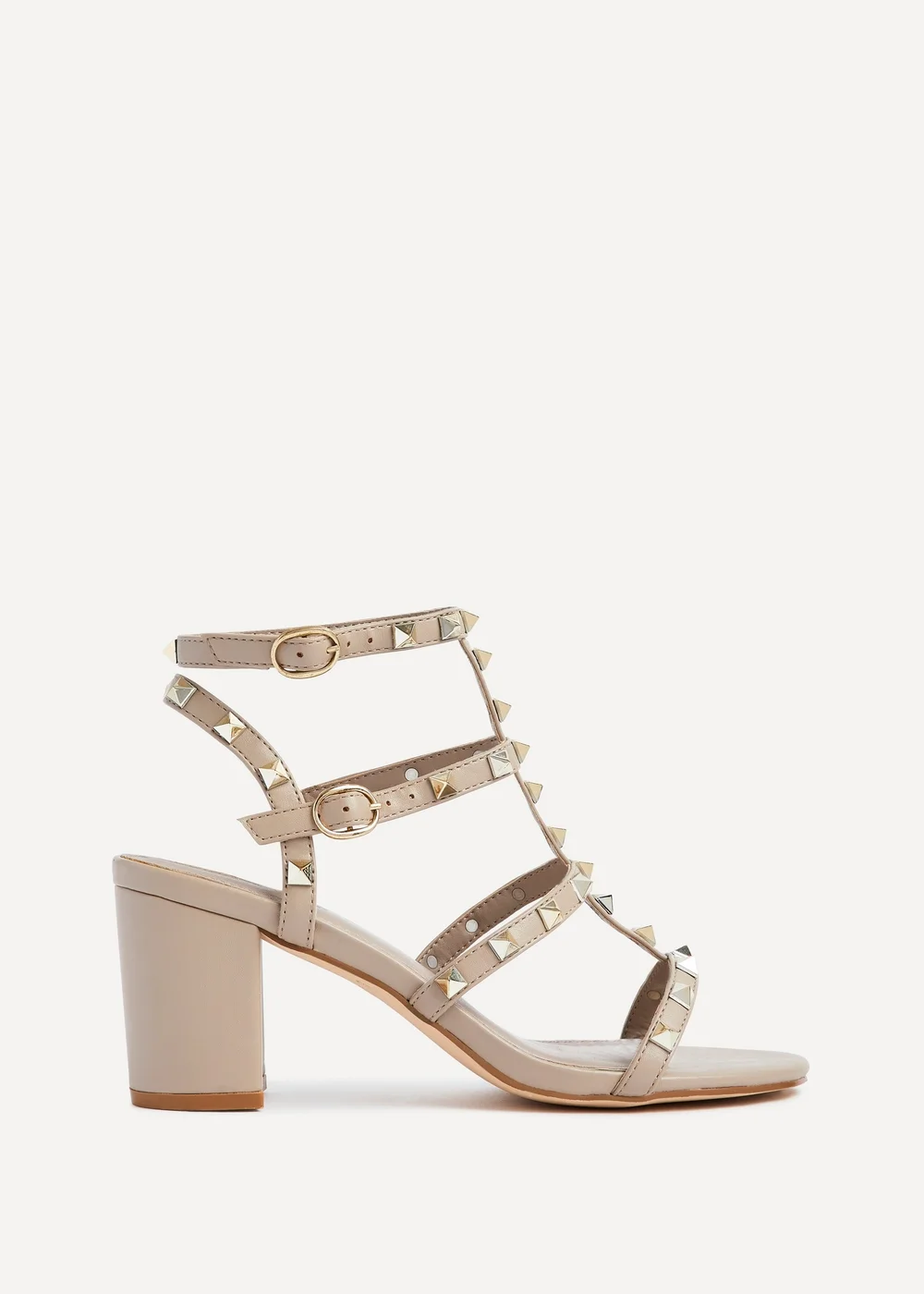 Linzi Tessa Taupe Studded Block Heeled Sandal - Size 4 Image 2