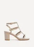 Linzi Tessa Taupe Studded Block Heeled Sandal - Size 4 Image 2