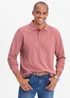 Cotton Traders Dusty Pink Long Sleeve Polo Shirt - Small Image 2