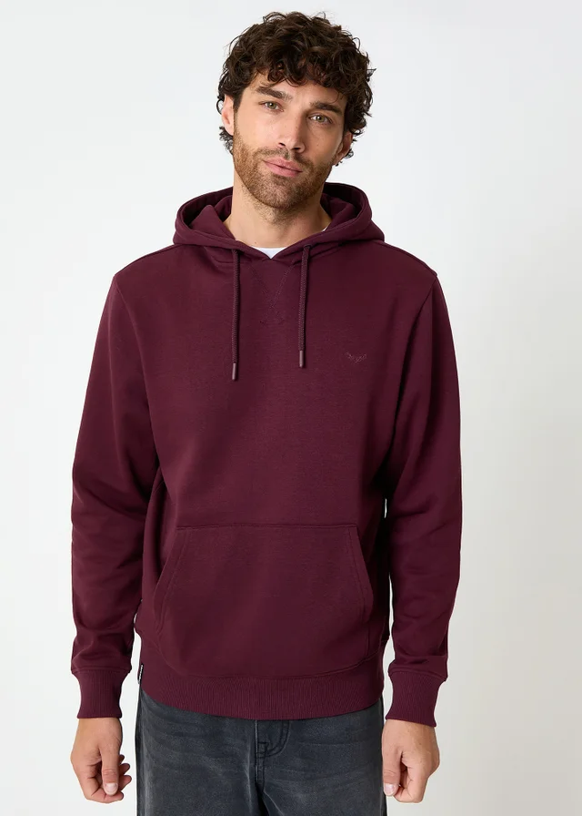 Threadbare Burgundy Cotton Blend Pullover Hoody