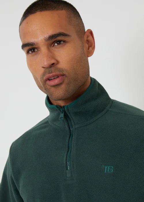 Threadbare Green Quarter Zip Microfleece Sweatshirt - 2XL Image 4