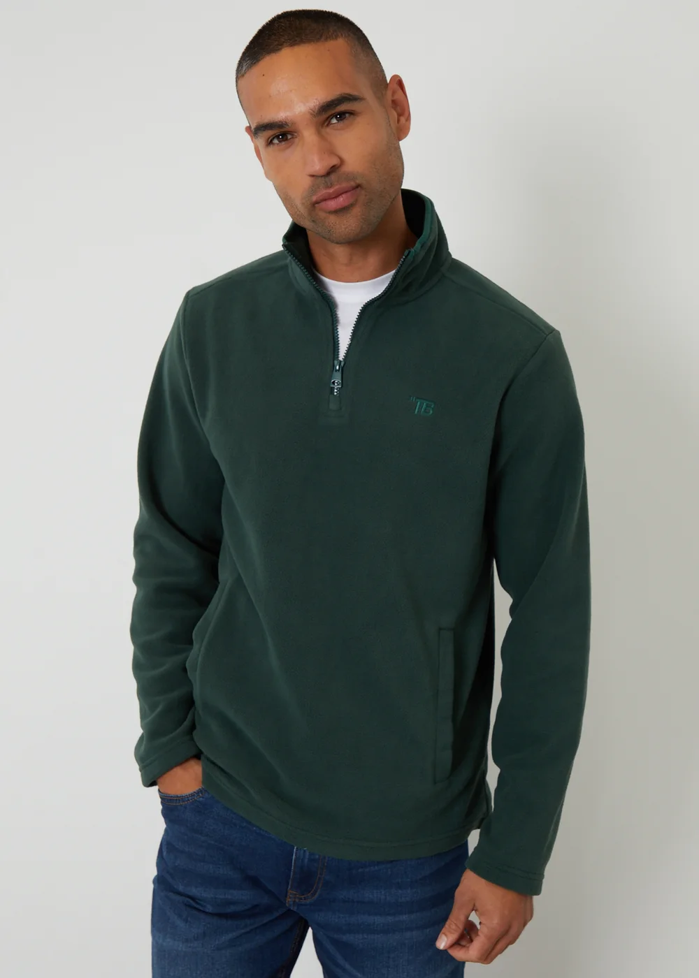 Threadbare Green Quarter Zip Microfleece Sweatshirt - 2XL Image 1