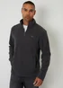 Threadbare Dark Grey Quarter Zip Microfleece Sweatshirt - M Image 1