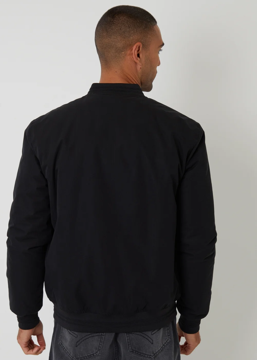 Threadbare Black Padded Bomber Jacket - M Image 2