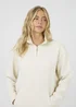 Brave Soul Cream Quarter Zip Funnel Neck Sweatshirt - Extra small Image 3