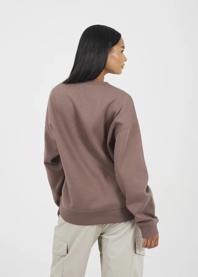 Brave Soul Taupe Slogan Crew Neck Sweatshirt