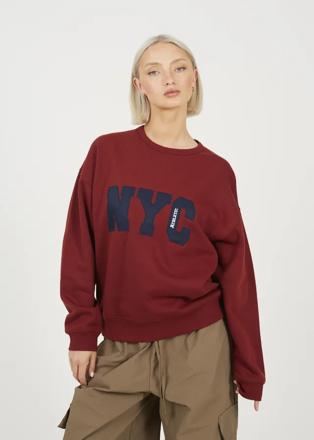 Brave Soul Burgundy Slogan Crew Neck Sweatshirt