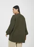 Brave Soul Khaki Fisherman Knit Dropped Shoulder Cardigan - Small Image 2