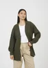 Brave Soul Khaki Fisherman Knit Dropped Shoulder Cardigan - Small Image 1