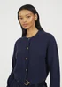 Brave Soul Navy Round Neck Jersey Knit Cardigan - Large Image 3