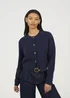 Brave Soul Navy Round Neck Jersey Knit Cardigan - Large Image 1