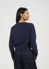 Brave Soul Navy Round Neck Jersey Knit Cardigan - Large Image 2