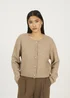 Brave Soul Taupe Round Neck Jersey Knit Cardigan - Small Image 1