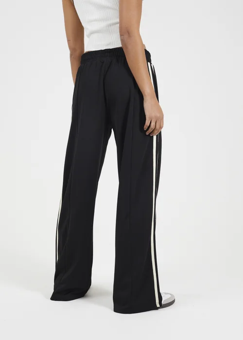 Brave Soul Black Side Stripe Wide Leg Joggers - L Image 2