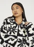 Brave Soul Black Graphic Flower Print Zip Through Sherpa Fleece - XS Image 3