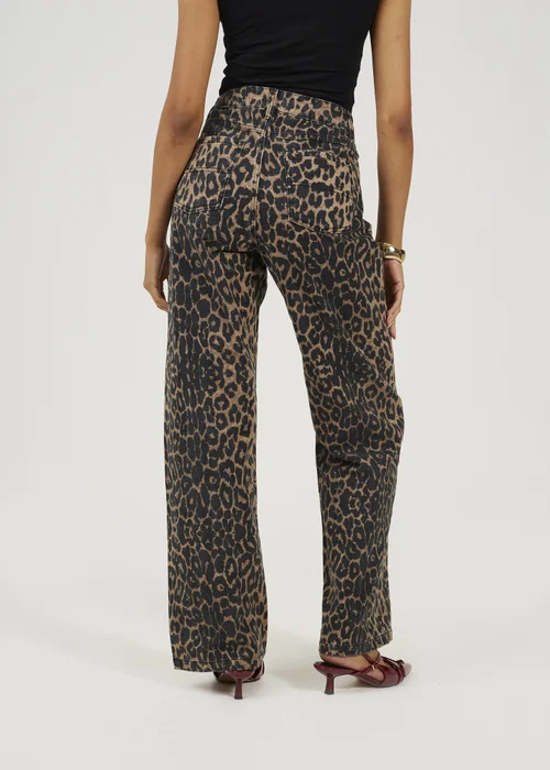 Brave Soul Brown Leopard Print Wide Leg Jeans - 14 Image 2