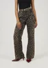 Brave Soul Brown Leopard Print Wide Leg Jeans - 14 Image 1