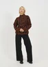 Brave Soul Brown Animal Jacquard Turtle Neck Tunic Jumper - Medium Image 4
