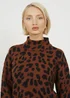 Brave Soul Brown Animal Jacquard Turtle Neck Tunic Jumper - Medium Image 3