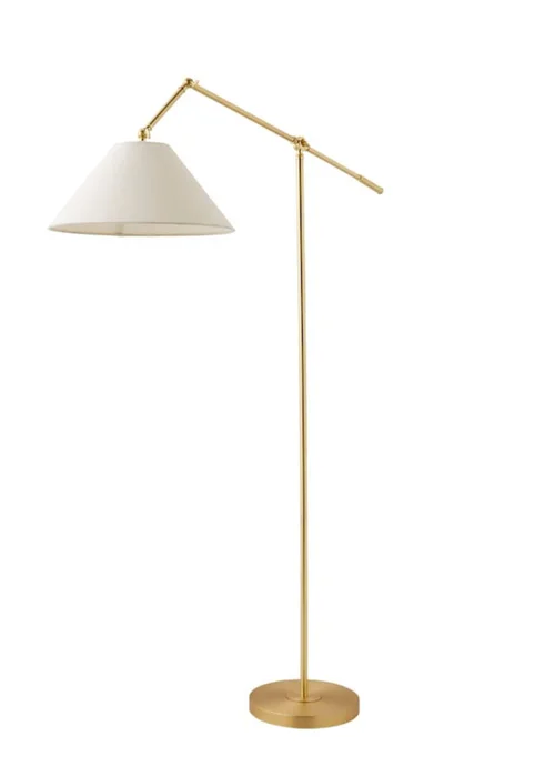 ValueLights Layla Brushed Gold Adjustable Floor Lamp with Linen Shade - One Size Image 3