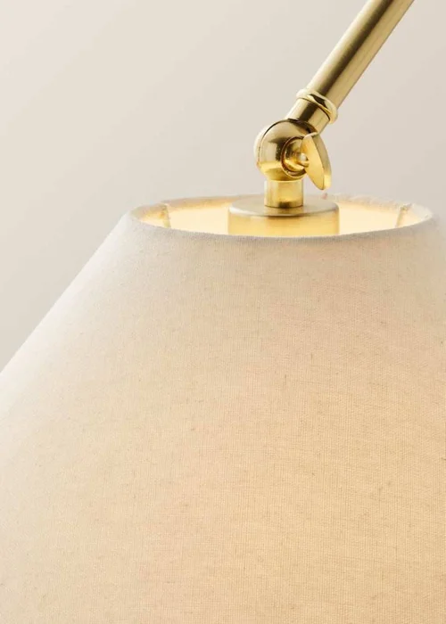 ValueLights Layla Brushed Gold Adjustable Floor Lamp with Linen Shade - One Size Image 4