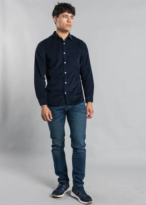 Tokyo Laundry Navy Cotton Corduroy Long Sleeve Shirt - Large Image 4