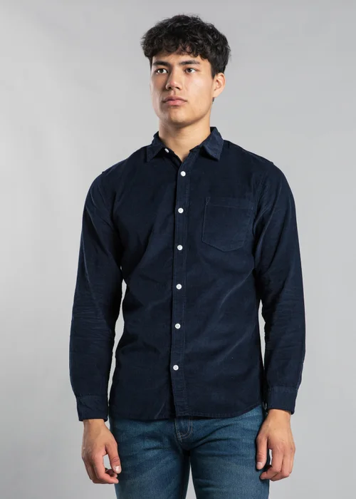 Tokyo Laundry Navy Cotton Corduroy Long Sleeve Shirt - Large Image 1