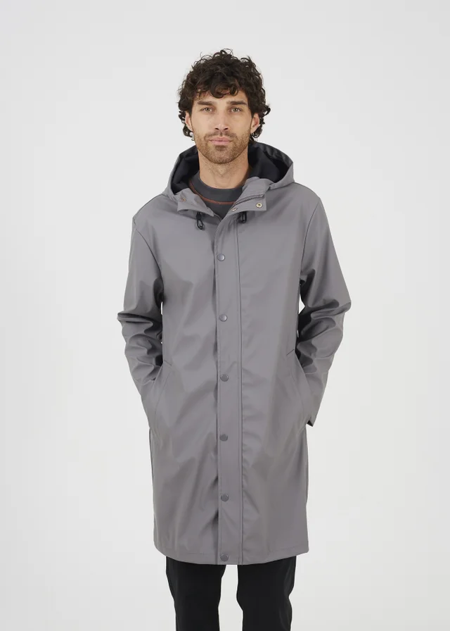 Brave Soul Grey Rubberised Hooded Parka Style Jacket