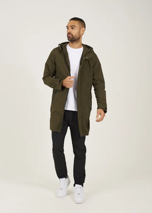 Brave Soul Khaki Lightweight Hooded Parka Jacket - S Image 4