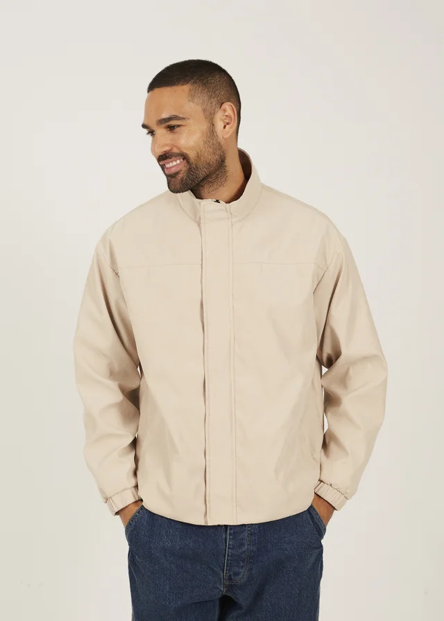 Brave Soul Stone Funnel Neck Oversized Jacket