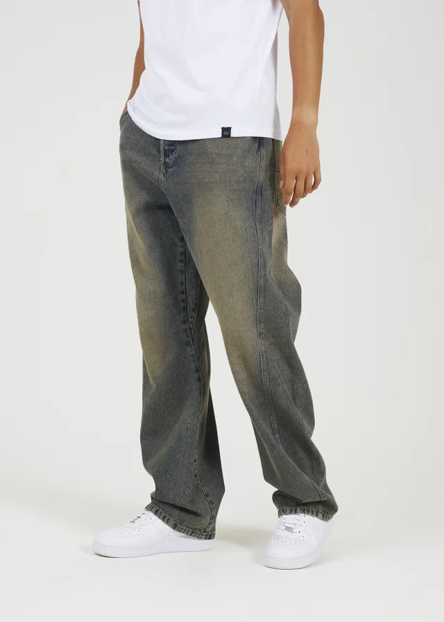 Brave Soul Blue Wide Leg Seam Detail Denim Jeans