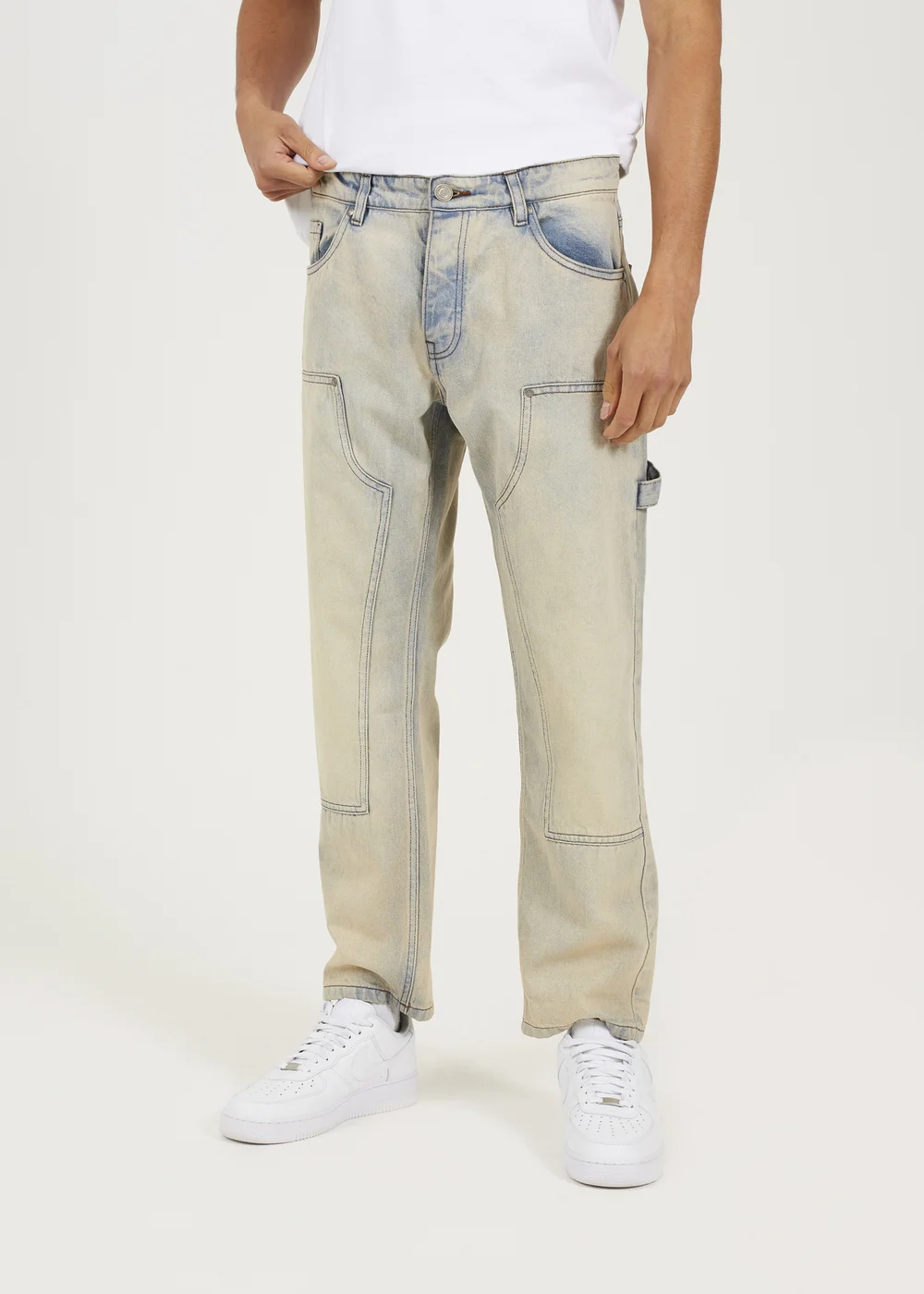 Brave Soul Sand Loose Fit Carpenter Style Denim Jeans - 30/L32 Image 1