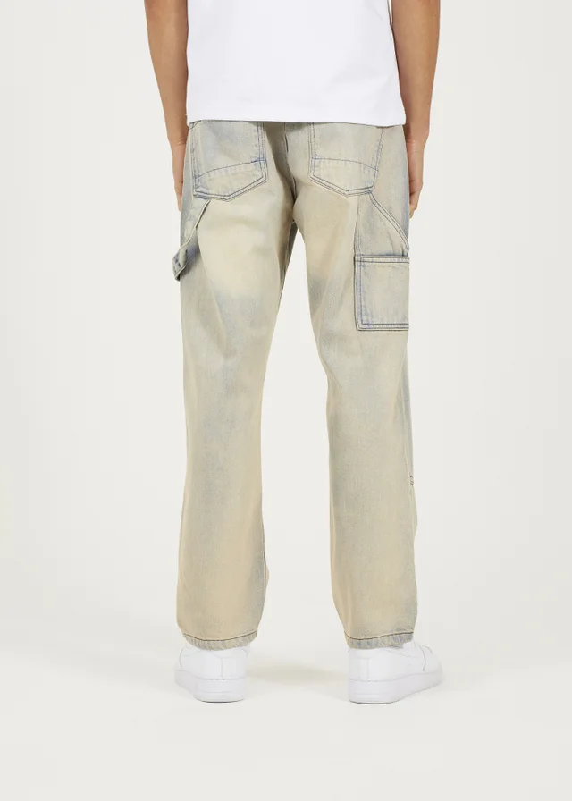 Brave Soul Sand Loose Fit Carpenter Style Denim Jeans