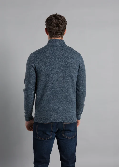Kensington Eastside Blue Ribbed 1/4 Zip Funnel Neck Jumper - XXL Image 2
