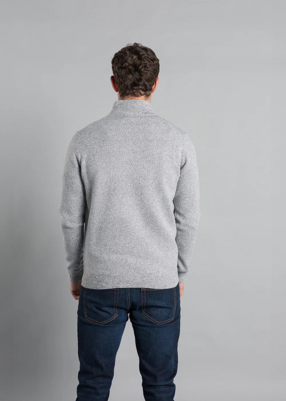 Kensington Eastside Grey Ribbed 1/4 Zip Funnel Neck Jumper - Extra Large Image 2